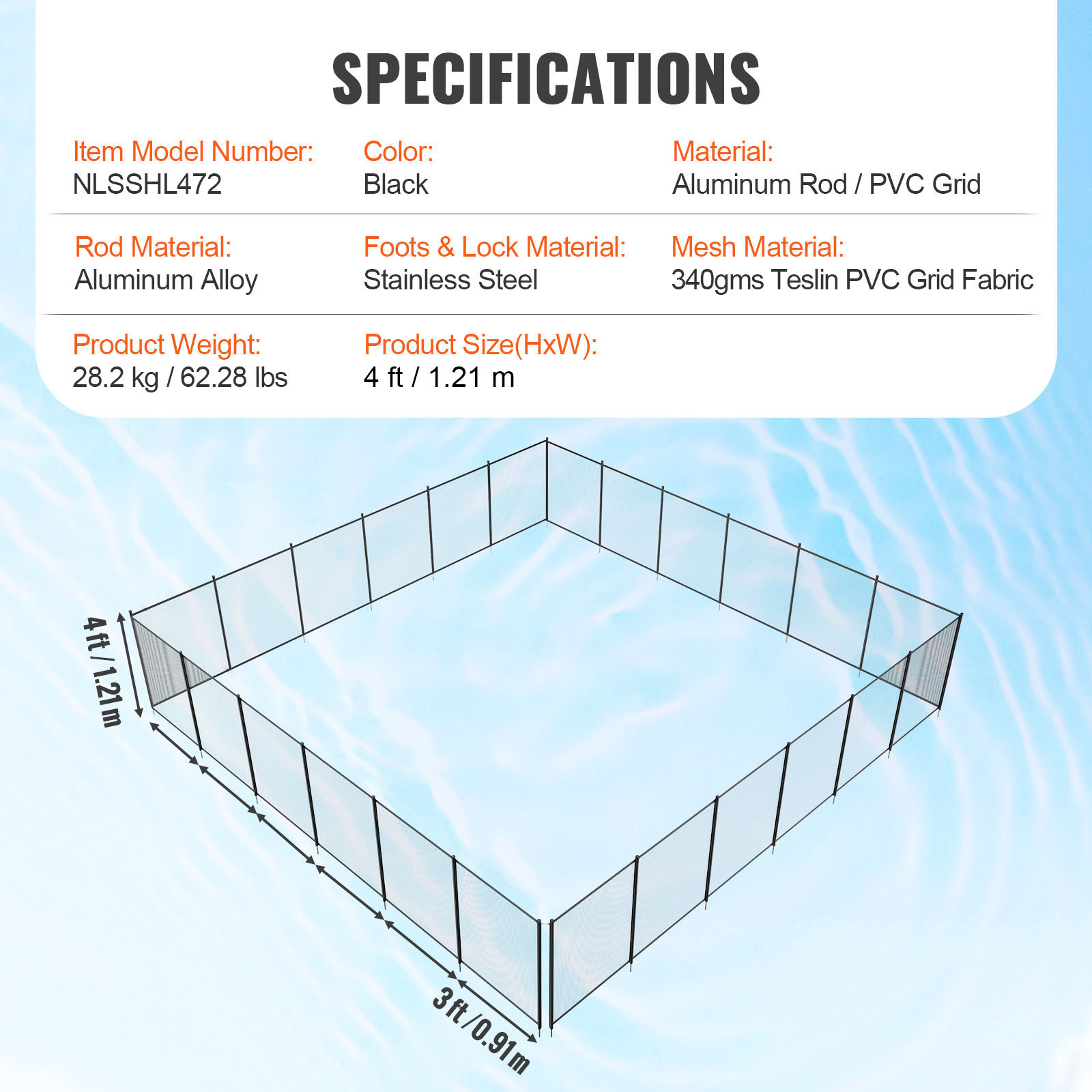Barrière De Sécurité Pour Piscine Amovible Pour Enfants Et Animaux_voghion.com